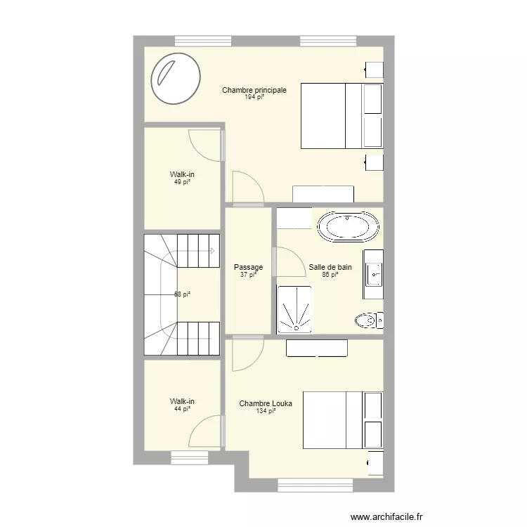 Maison de ville Travers&eacute;e &Eacute;TAGE MODIFI&Eacute;. Plan de 