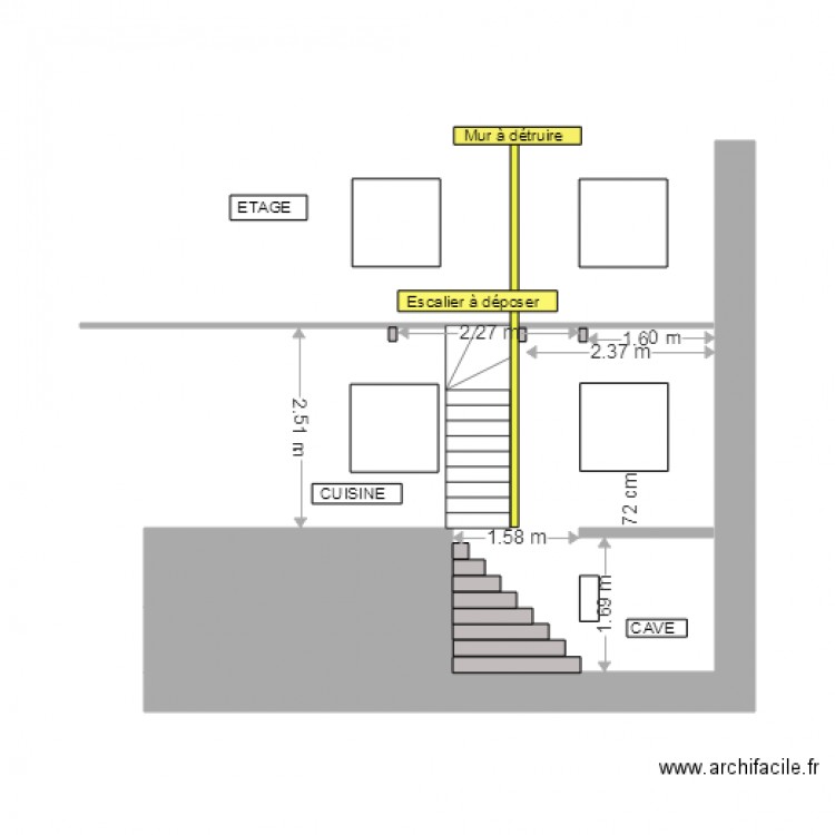 vertical cuisine escalier avant 2. Plan de 0 pièce et 0 m2