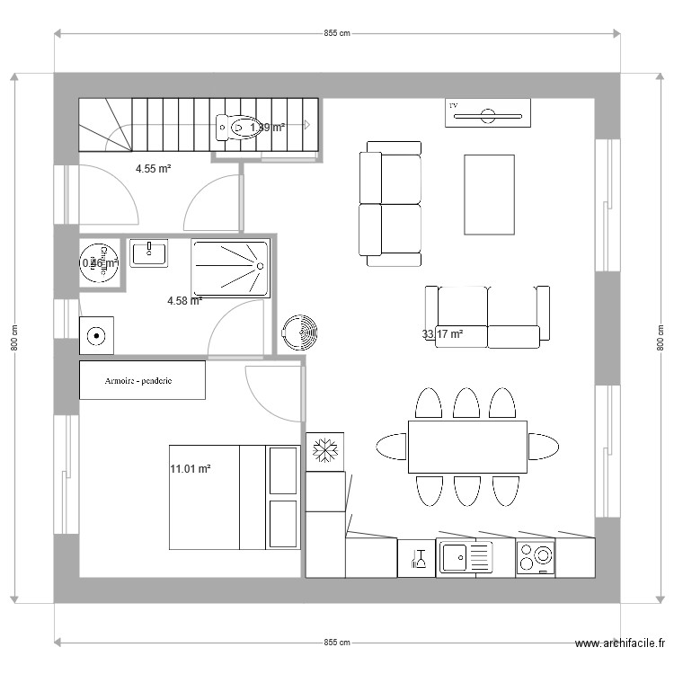 4 chambres sdb sud. Plan de 0 pièce et 0 m2