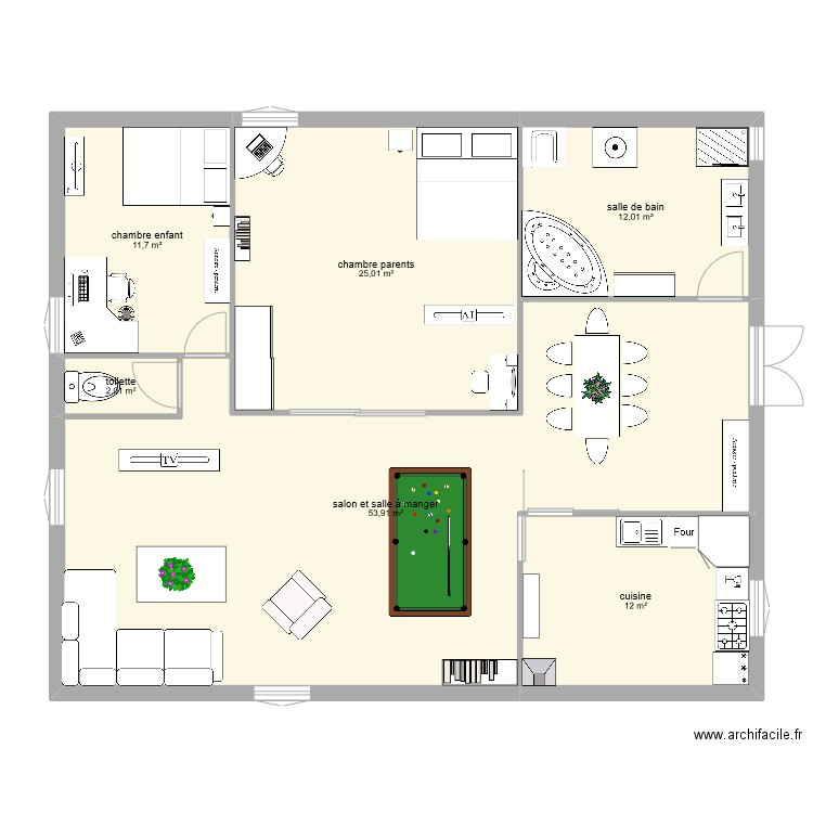 plan de maison. Plan de 6 pièces et 117 m2