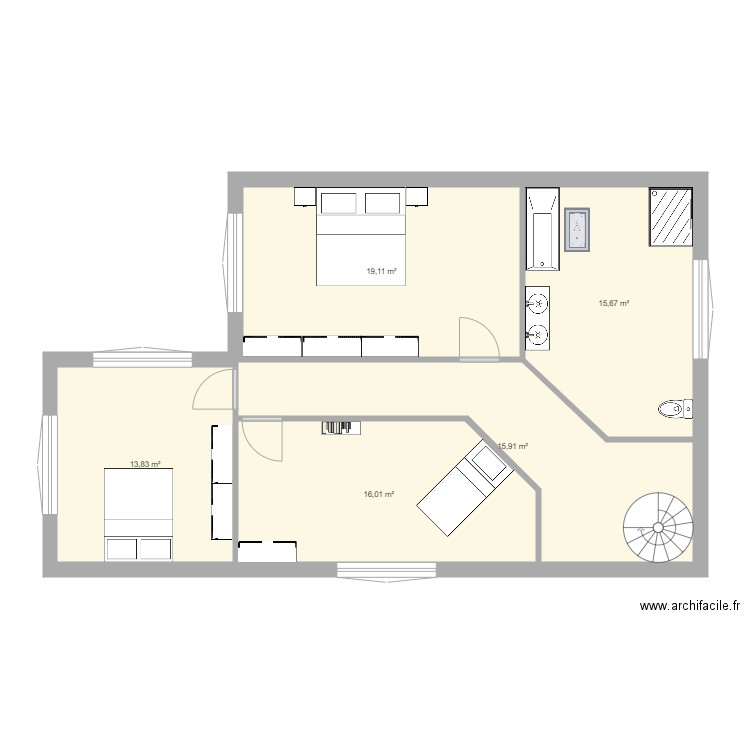 Projet Maison 2. Plan de 5 pièces et 81 m2