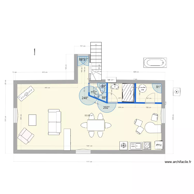 appart 5 - 60m&sup2; + duplex avec sdb. Plan de 