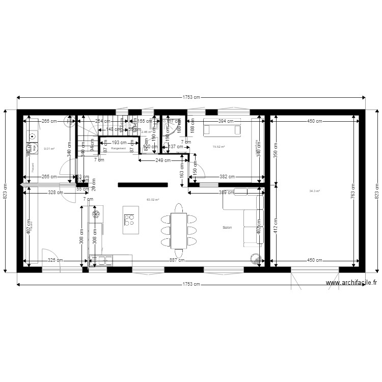 Projet Spinelli plan implantation cuisine 5. Plan de 0 pièce et 0 m2