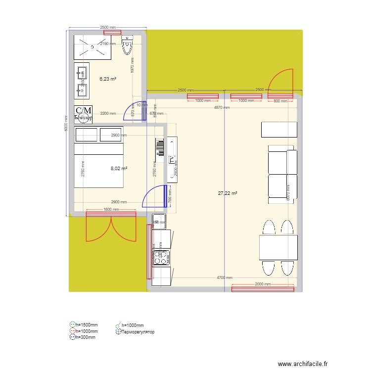 45 6 2.2222. Plan de 0 pièce et 0 m2
