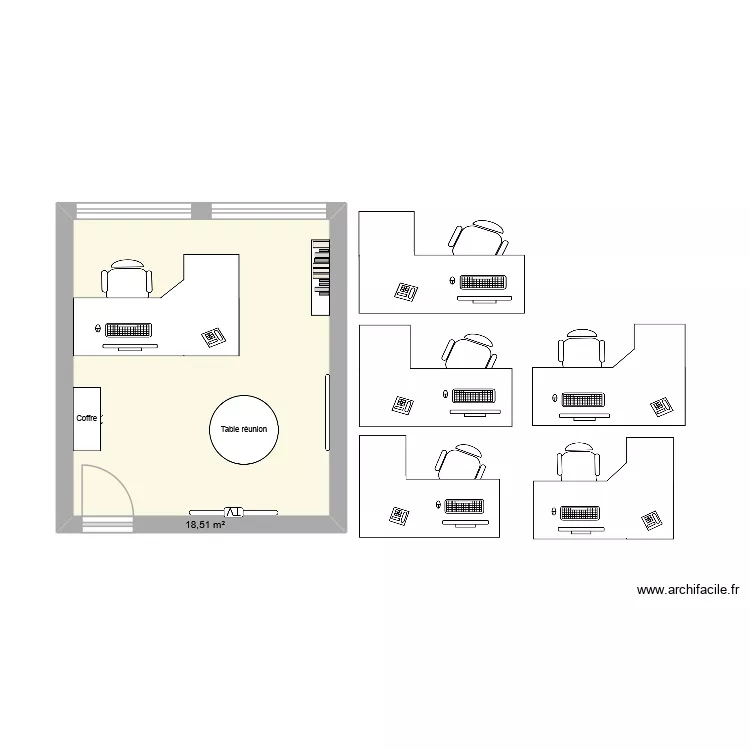 Bureau Franck DGA. Plan de 1 et 19 m² Bureau Franck DGA. Plan de 1 et 19 m²