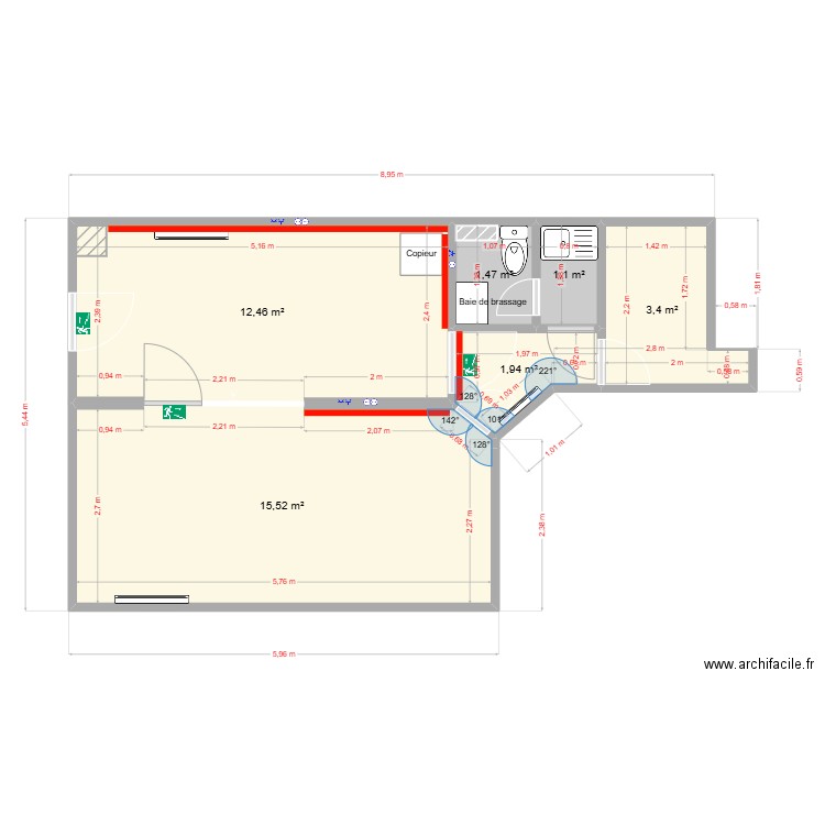 Saint Mandé électricité. Plan de 6 pièces et 36 m2