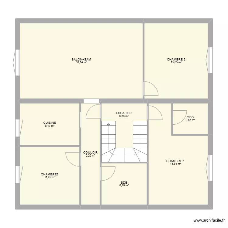 DEUXIEME ETAGE. Plan de 9  et 106 m²