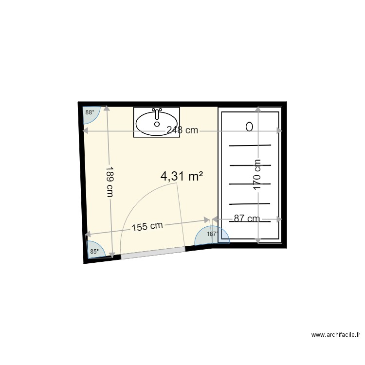 GIEZEK GAETANE . Plan de 1 pièce et 4 m2