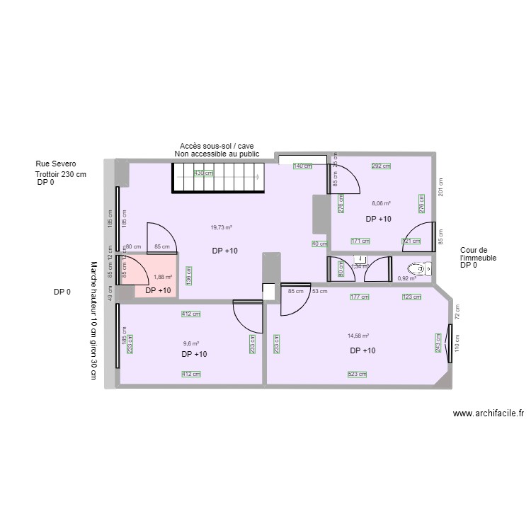 CENTRE OPHTALMOLOGIQUE DE L'OBSERVATOIRE AVANT TRAVAUX. Plan de 11 pièces et 61 m2