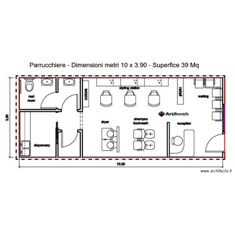 SALON DE COIFFURE. Plan de 0 pièce et 0 m2
