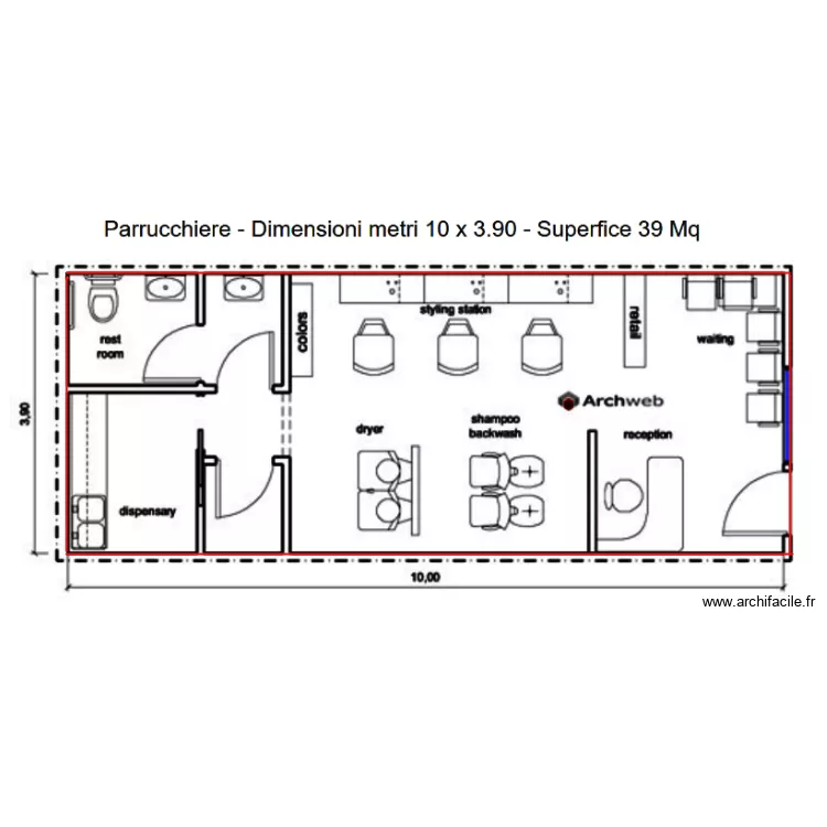 SALON DE COIFFURE. Plan de 