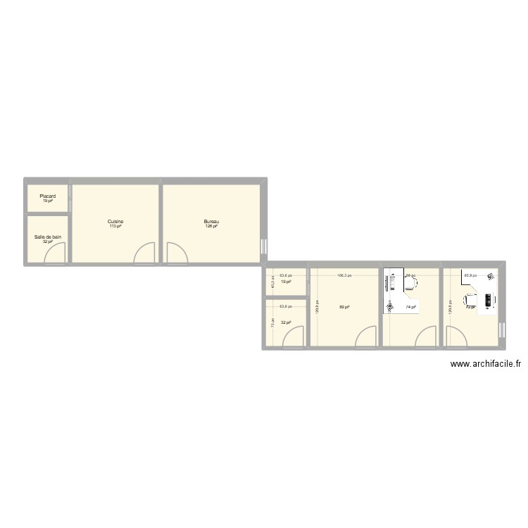 BUREAU TRP SHERBROOKE. Plan de 9 pièces et 54 m2