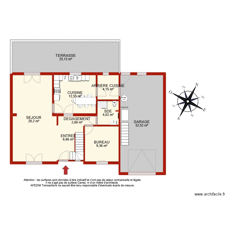 BI 8911 RDC. Plan de 9 pièces et 125 m2