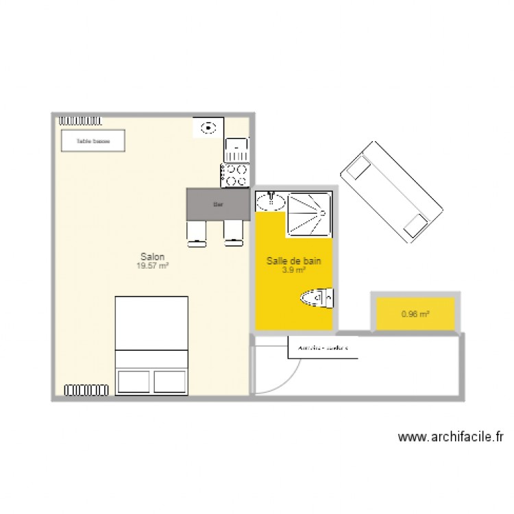Appart 30m carré. Plan de 0 pièce et 0 m2
