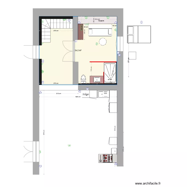 grange existant cotation  prises am&eacute;nagements sdb2. Plan de 