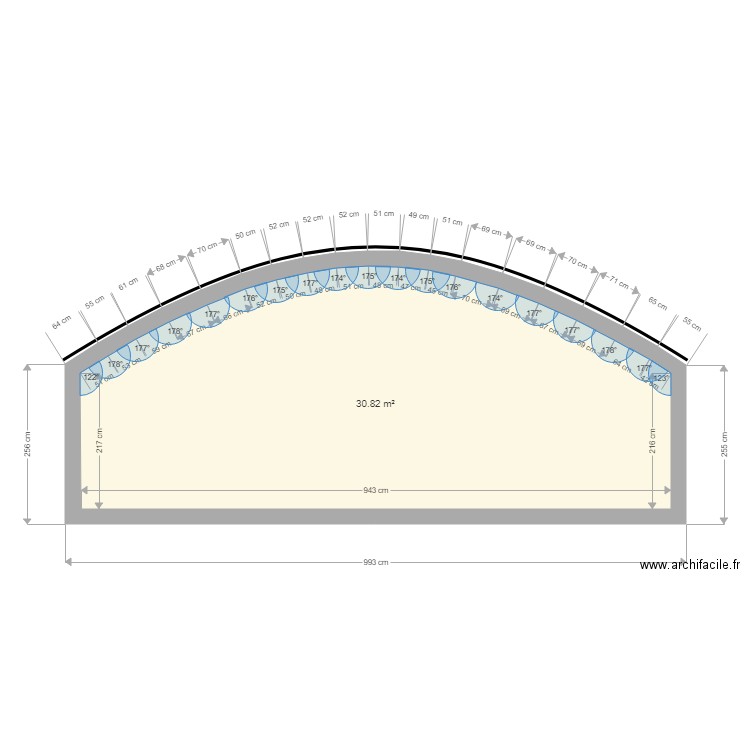 Mur courbe. Plan de 0 pièce et 0 m2