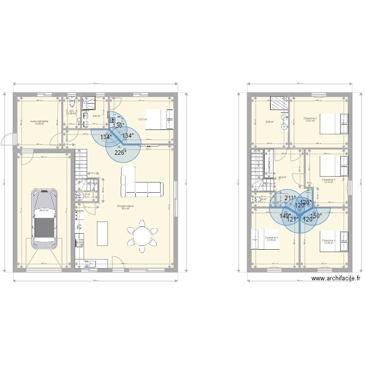 Logement 2. Plan de 14 pièces et 189 m2