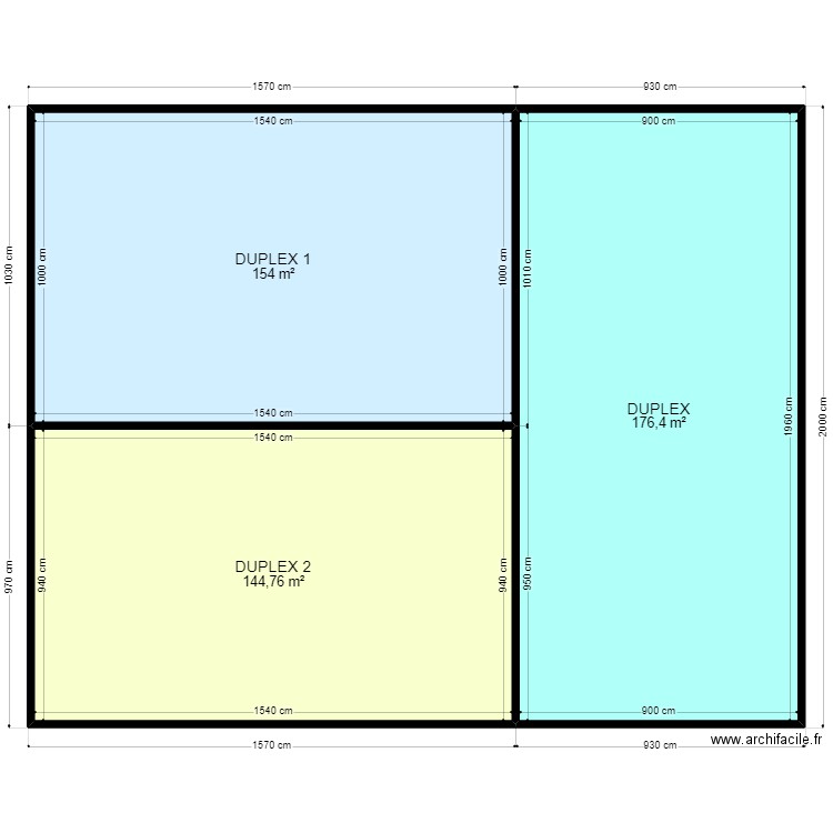 similation1. Plan de 3 pièces et 475 m2