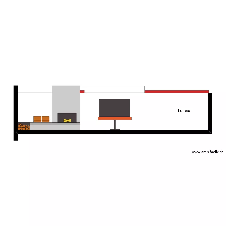 Loft mur chemin&eacute;e v6. Plan de 
