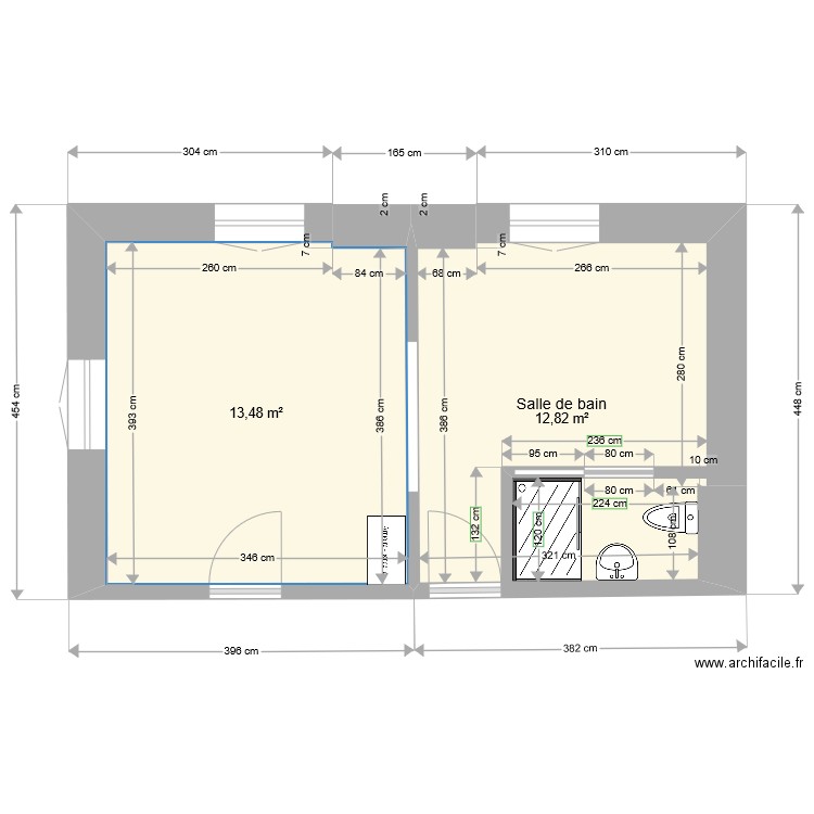 Studio, nouveau plan ok avec salle de bain. Plan de 0 pièce et 0 m2