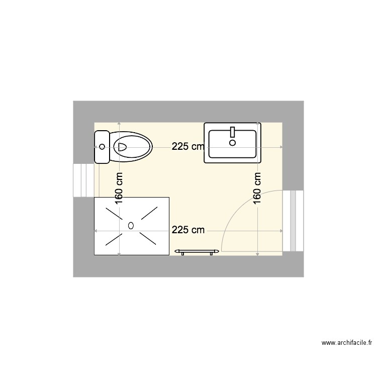 sdb der. Plan de 1 pièce et 4 m2