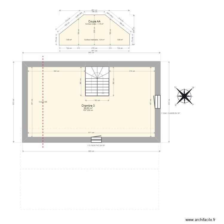 ML23018138. Plan de 17 pièces et 169 m2