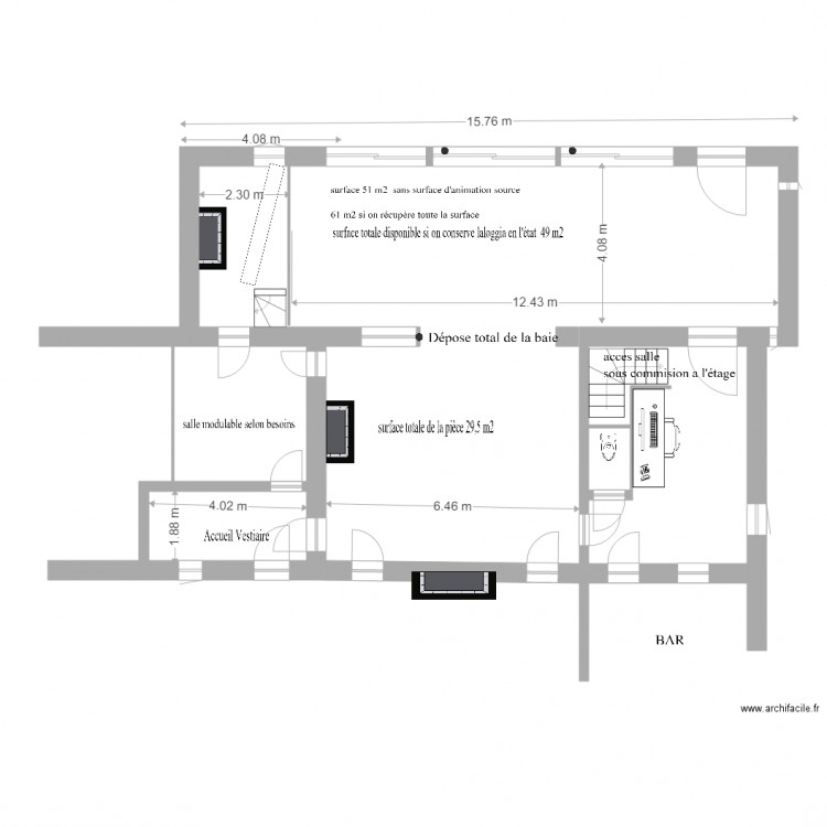 espace animation identifié. Plan de 0 pièce et 0 m2