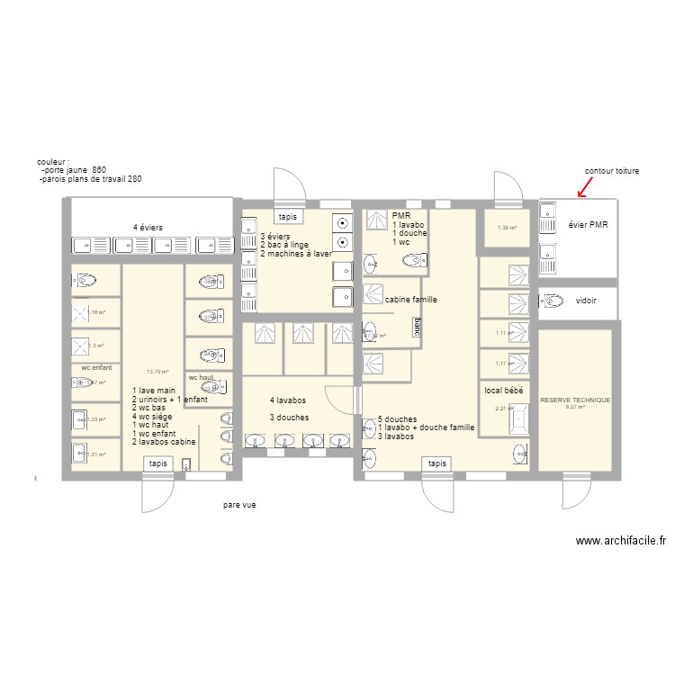 sanitaire 1. Plan de 0 pièce et 0 m2