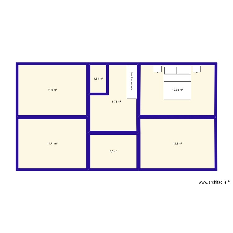 grande grange . Plan de 7 pièces et 65 m2