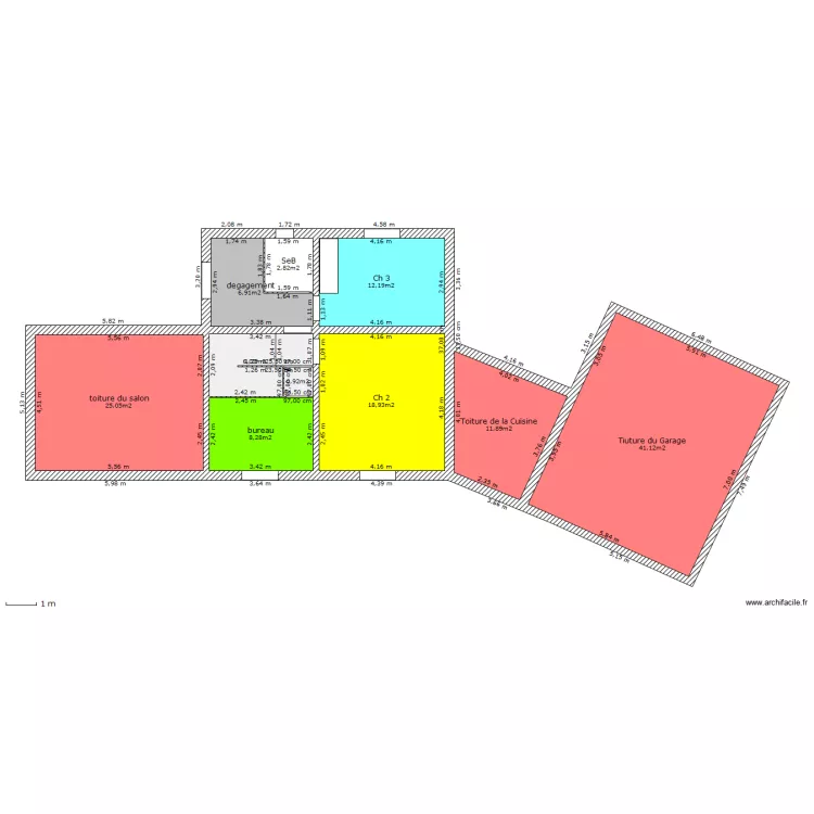 maison L V2etage. Plan de 