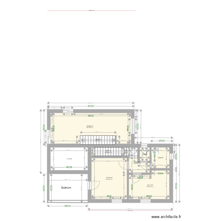 étage version 20m avec solarium1. Plan de 10 pièces et 64 m2