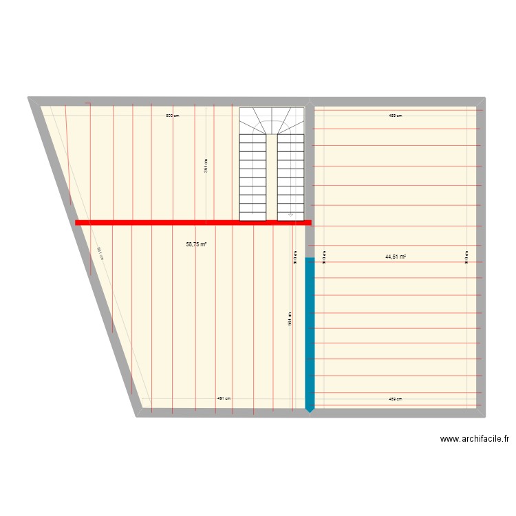 Hafid. Plan de 2 pièces et 103 m2