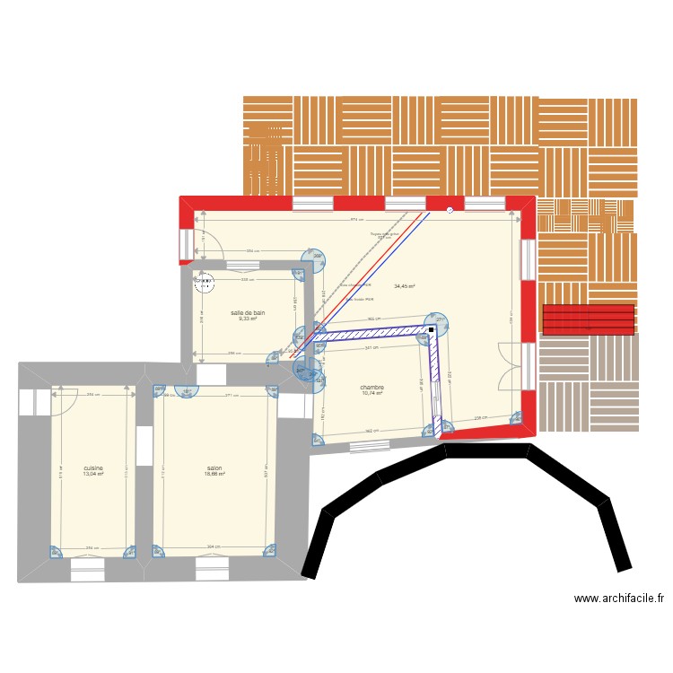 plan romain . Plan de 5 pièces et 86 m2