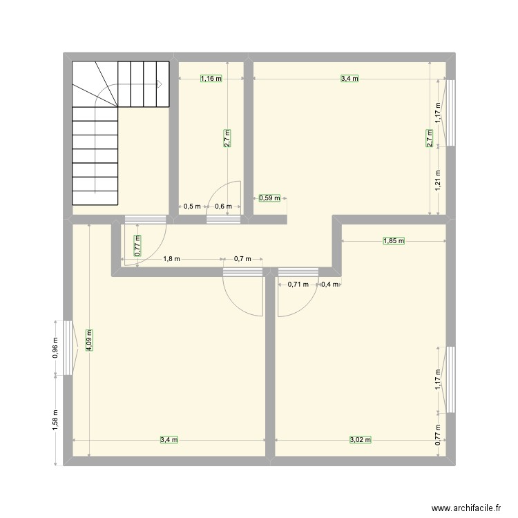 PORT DE PILES 1er etage. Plan de 5 pièces et 43 m2