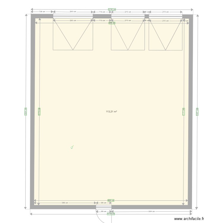 plan  avant travaux dossier feader. Plan de 1 pièce et 113 m2