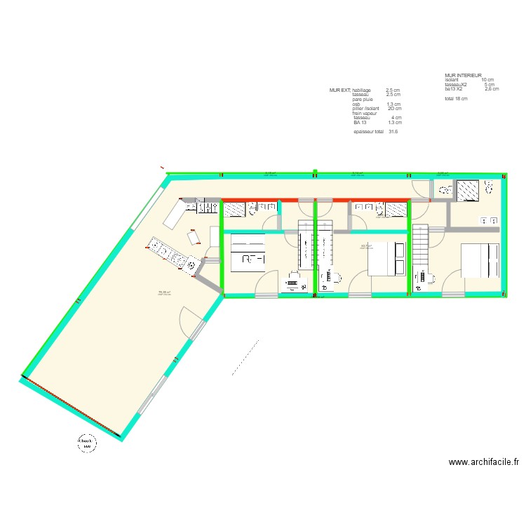 CUISINE 3. Plan de 16 pièces et 226 m2