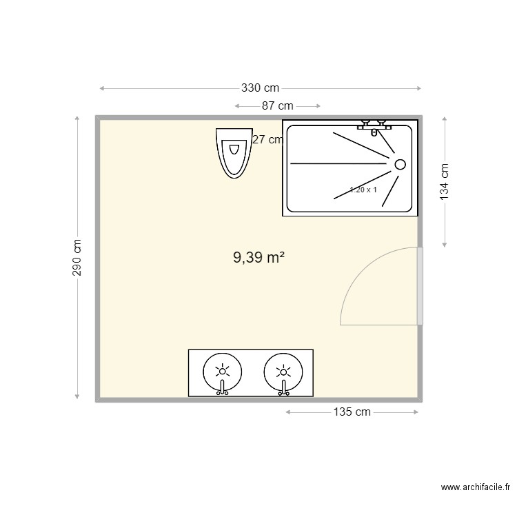 GAUTHIER  Cécile. Plan de 1 pièce et 9 m2