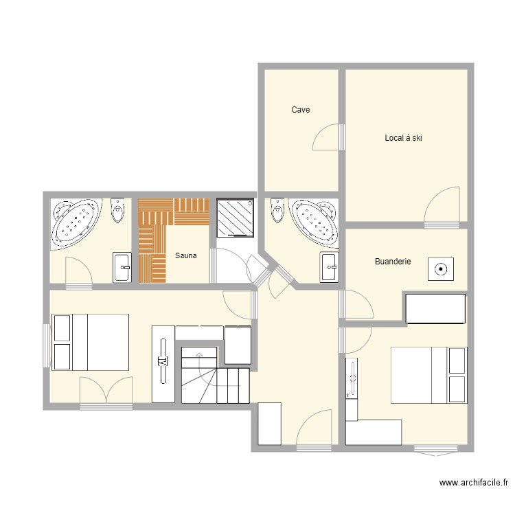 CLAMBINET REZ DE CHAUSSEE. Plan de 9 pièces et 55 m2