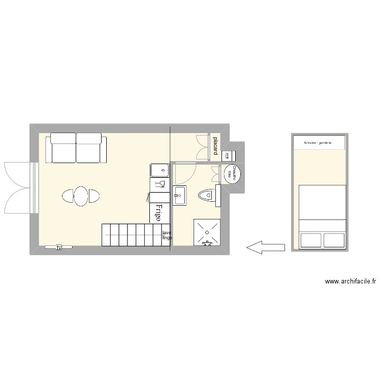 studio tp homes. Plan de 3 pièces et 23 m2