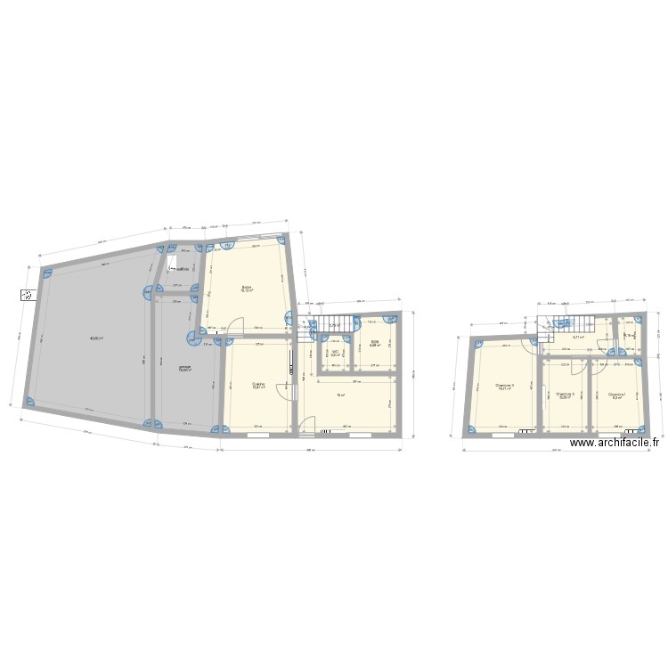 nouveau plan. Plan de 14 pièces et 166 m2