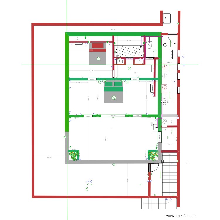 Modification 1er Maison existante murs 7. Plan de 0 pièce et 0 m2