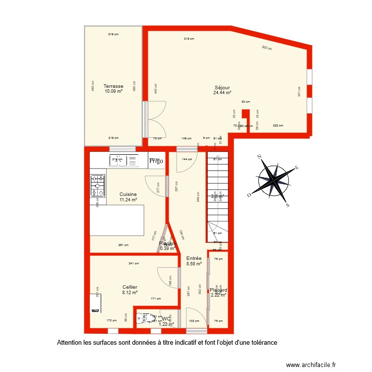 BI 3609 rdc côté. Plan de 0 pièce et 0 m2