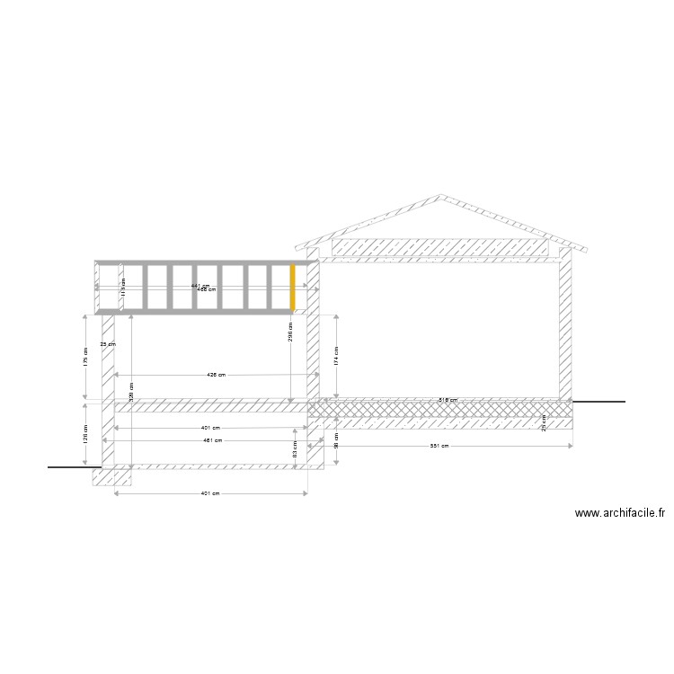 coupe aa. Plan de 0 pièce et 0 m2