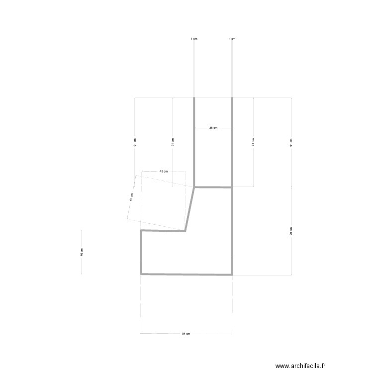 banquette MM. Plan de 1 pièce et 1 m2