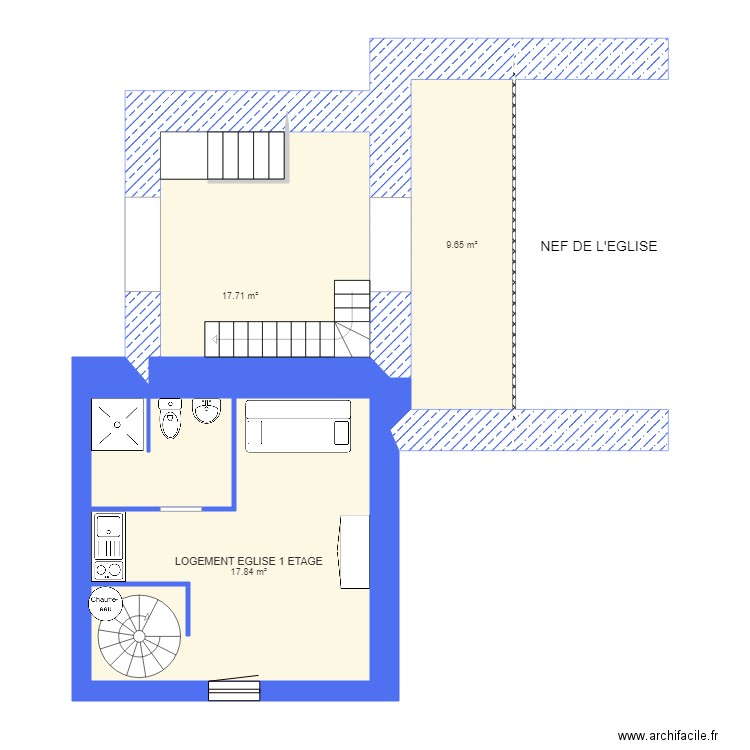 Clocher et 1 étage appartement. Plan de 0 pièce et 0 m2