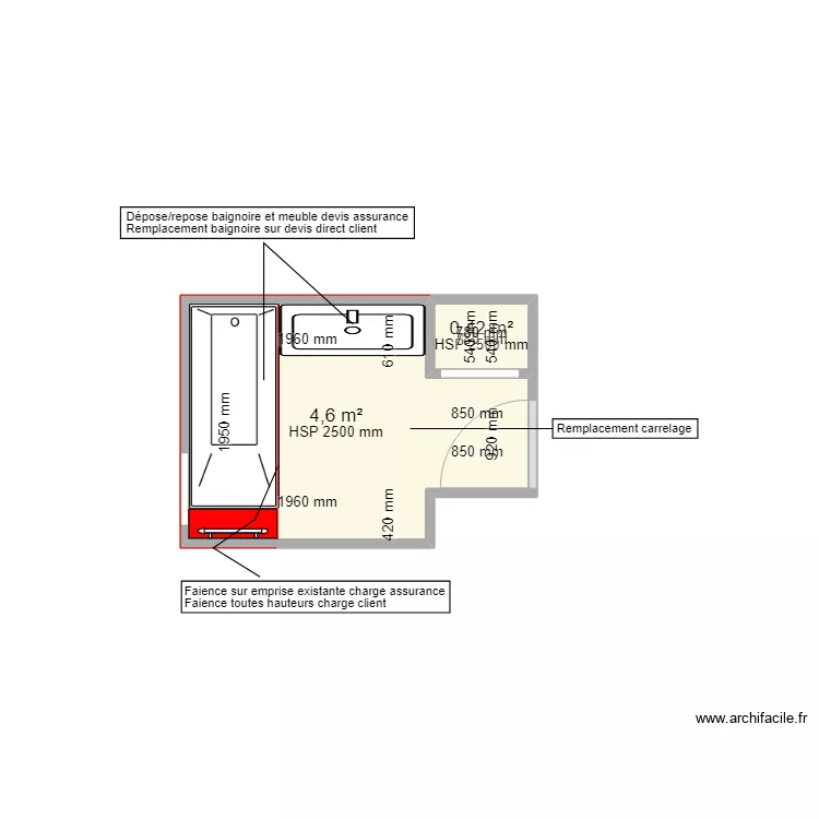 SDB / GUILLOT. Plan de 