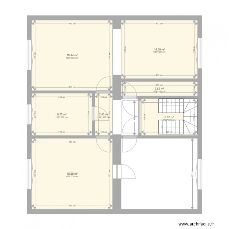 appartement actuel1. Plan de 7 pièces et 72 m2
