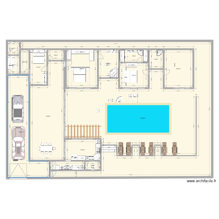 30 X 20 . Plan de 17 pièces et 551 m2