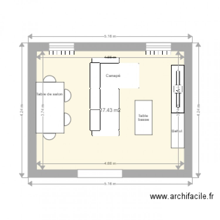 Salon Salle à manger. Plan de 0 pièce et 0 m2