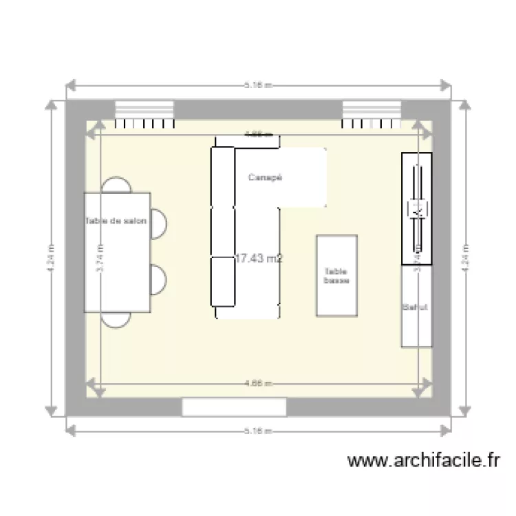 Salon Salle &agrave; manger. Plan de 